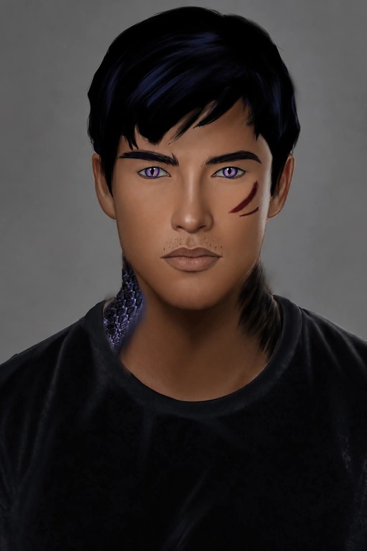 Portrait masculin aux yeux violets